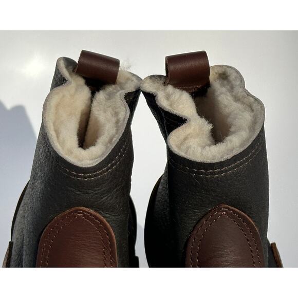 No. 6 Store 5" Pull On Shearling Clog Boot on Mid Heel Brown Aviator Size 38 NIB - Picture 5 of 16